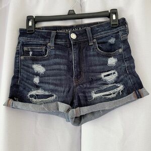 American Eagle Denim Shorts Womens Sz 4 Next Level Stretch Hi Rise Shortie